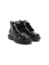Elisabetta Franchi La Mia Bambina Patent Boots In Black