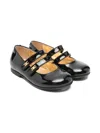 Elisabetta Franchi La Mia Bambina Patent Calf-leather Double-straps Ballerinas In Black