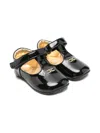 Elisabetta Franchi La Mia Bambina Patent Calf-leather T-bar Ballerinas In Black