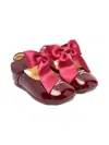 Elisabetta Franchi La Mia Bambina Patent-leather Bow Ballerinas In Red