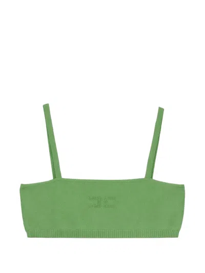 Elisabetta Franchi La Mia Bambina Kids' Perforated-logo Knitted Top In Green