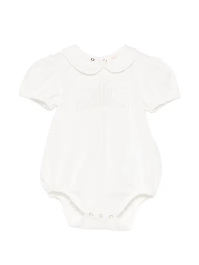 Elisabetta Franchi La Mia Bambina Peter-pan Collar Logo Babywear In White