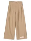Elisabetta Franchi La Mia Bambina Pleat-detail Wide-leg Trousers In Neutrals