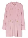 Elisabetta Franchi La Mia Bambina Pleat-detailing Long-sleeved Dress In Pink