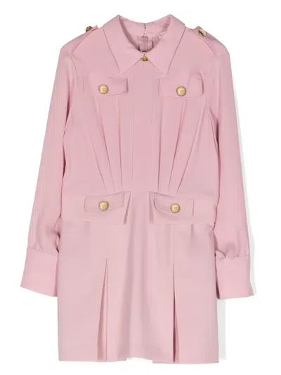 Elisabetta Franchi La Mia Bambina Kids' Pleat-detailing Long-sleeved Dress In Pink