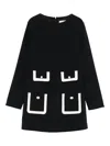 Elisabetta Franchi La Mia Bambina Pocket-detail Long-sleeve Dress In Black