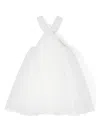 Elisabetta Franchi La Mia Bambina Point D'esprit Flared Dress In White