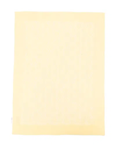 Elisabetta Franchi La Mia Bambina Pointelle-knit Blanket In Yellow