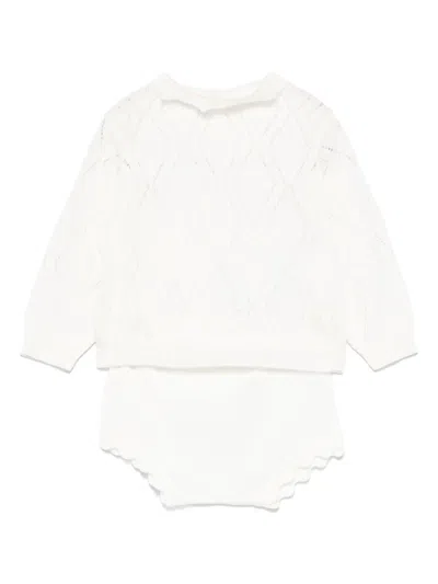 Elisabetta Franchi La Mia Bambina Babies' Pointelle Knit-detail Shorts Set In White