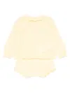 Elisabetta Franchi La Mia Bambina Pointelle Knit-detail Shorts Set In Yellow