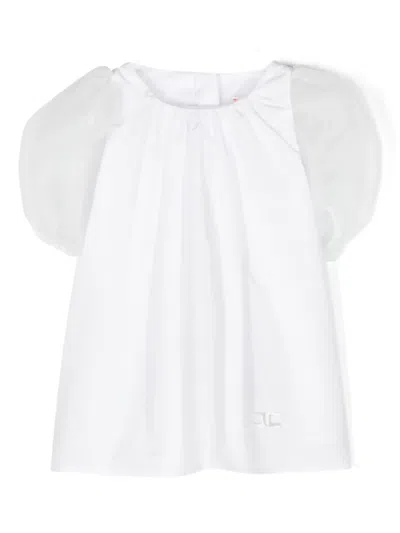Elisabetta Franchi La Mia Bambina Babies' Puff-sleeve Dress In White