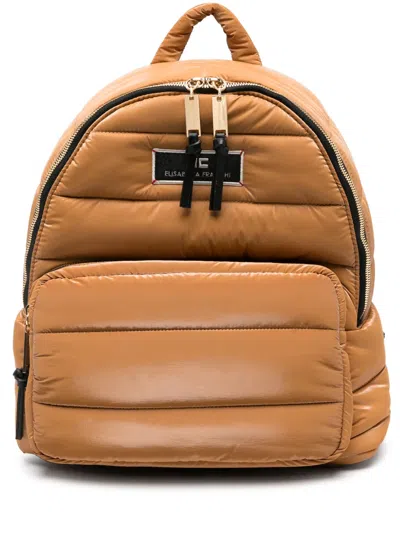 Elisabetta Franchi La Mia Bambina Kids' Quilted Backpack In Brown