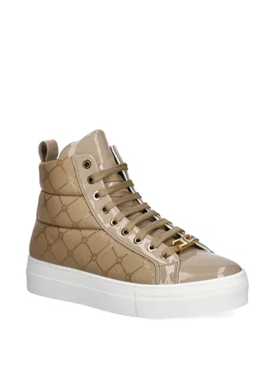 Elisabetta Franchi La Mia Bambina Kids' Quilted High-top Sneakers In Gold