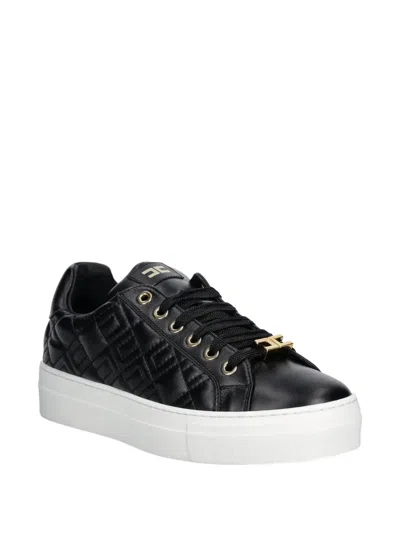 Elisabetta Franchi La Mia Bambina Kids' Quilted Logo-detail Sneakers In Black