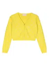 Elisabetta Franchi La Mia Bambina Rhinestone-embellished Fine-knit In Yellow