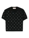 Elisabetta Franchi La Mia Bambina Rhinestone-embellished Top In Black