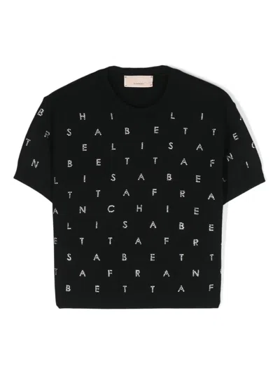 Elisabetta Franchi La Mia Bambina Kids' Rhinestone-embellished Top In Black