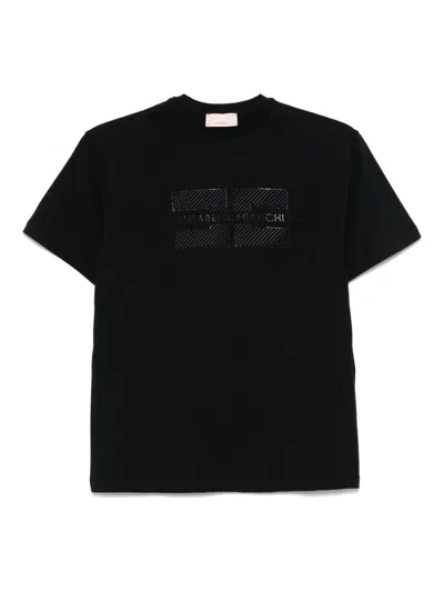 Elisabetta Franchi La Mia Bambina Kids' Rhinestone-logo T-shirt In Black