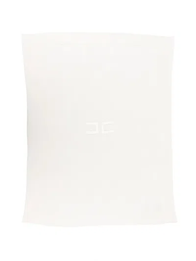 Elisabetta Franchi La Mia Bambina Ribbed Logo Sleep Bag In White