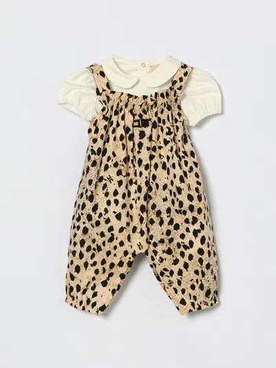 Elisabetta Franchi La Mia Bambina Babies' Romper  Kids Color Camel In Animal Print