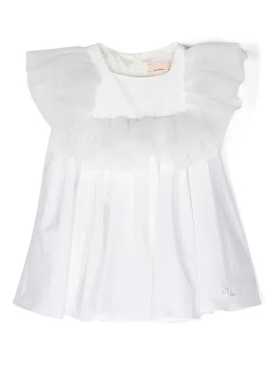 Elisabetta Franchi La Mia Bambina Babies' Ruffle-trim Flared Dress In White