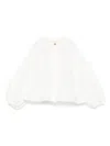 Elisabetta Franchi La Mia Bambina Ruffled Balloon-sleeve Top In White