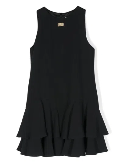 Elisabetta Franchi La Mia Bambina Kids' Ruffled Dress In Black
