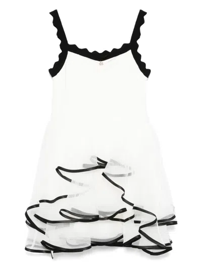 Elisabetta Franchi La Mia Bambina Kids' Ruffled Dress In Cream