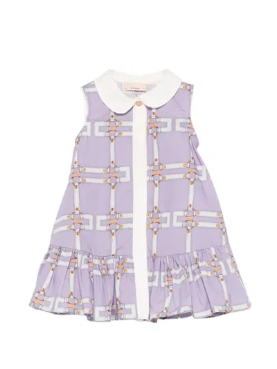 Elisabetta Franchi La Mia Bambina Babies' Ruffled-hem Bloomers And Dress Set In Purple