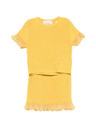 Elisabetta Franchi La Mia Bambina Kids' Ruffled-hem Skirt Set In Yellow