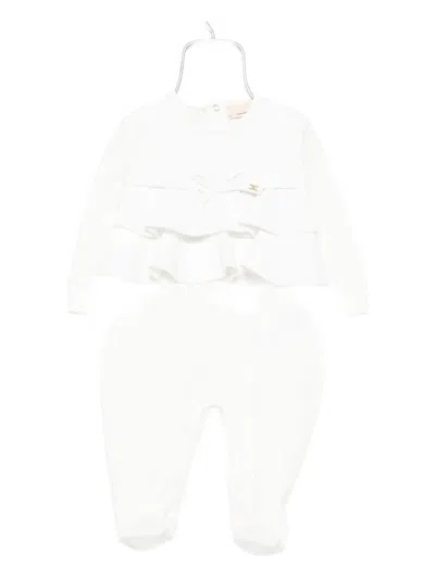 Elisabetta Franchi La Mia Bambina Ruffled-layered Babygrow In White