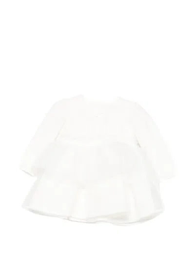 Elisabetta Franchi La Mia Bambina Babies' Ruffled Long-sleeve Dress In White