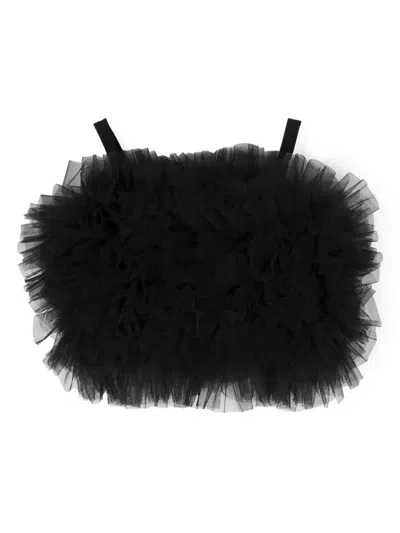 Elisabetta Franchi La Mia Bambina Kids' Ruffled Tulle Top In Black