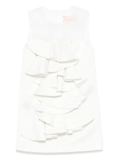 Elisabetta Franchi La Mia Bambina Kids' Satin Dress In White