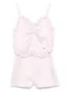 Elisabetta Franchi La Mia Bambina Satin Playsuit In Pink