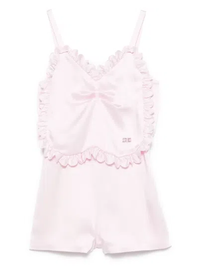 Elisabetta Franchi La Mia Bambina Kids' Satin Playsuit In Pink