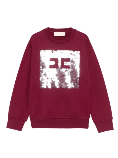 Elisabetta Franchi La Mia Bambina Kids' Sequin-embellished Sweatshirt In Pink