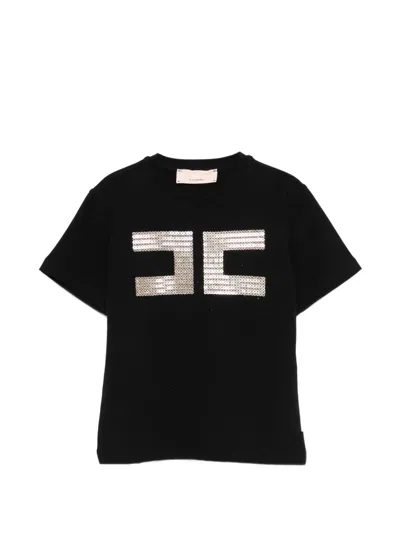 Elisabetta Franchi La Mia Bambina Kids' Sequin Logo T-shirt In Multi