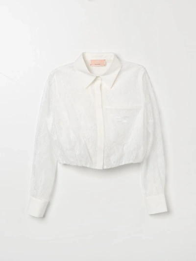 Elisabetta Franchi La Mia Bambina Kids' Corded-lace Blouse In Yellow Cream