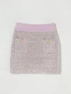 Elisabetta Franchi La Mia Bambina Bouclé Skirt In Pink
