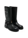 Elisabetta Franchi La Mia Bambina Logo-plaque Boots In Black