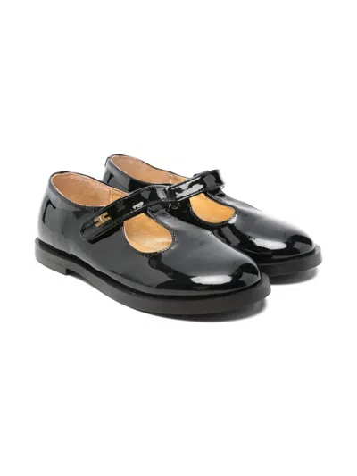 Elisabetta Franchi La Mia Bambina Kids' Strap-detail Ballerinas In Black