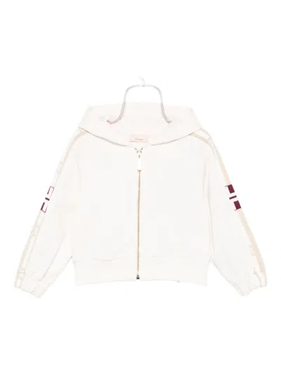 Elisabetta Franchi La Mia Bambina Babies' Stripe-detail Zip-up Hoodie In White