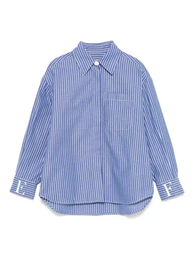 Elisabetta Franchi La Mia Bambina Kids' Striped Shirt In Light Blue