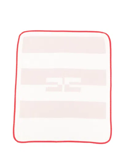 Elisabetta Franchi La Mia Bambina Striped-pattern Blanket In Pink