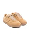 Elisabetta Franchi La Mia Bambina Suede Lace-up Sneakers In Nude
