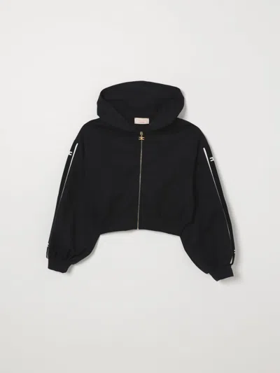 Elisabetta Franchi La Mia Bambina Kids' Zip-up Hoodie In Black