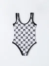 Elisabetta Franchi La Mia Bambina Monogram-pattern Swimsuit In 黄油色