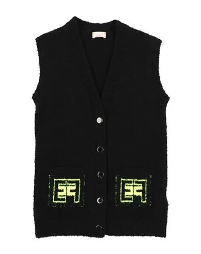 Elisabetta Franchi Babies'  La Mia Bambina Toddler Girl Cardigan Black Size 4 Acrylic, Polyamide, Wool, Alpac
