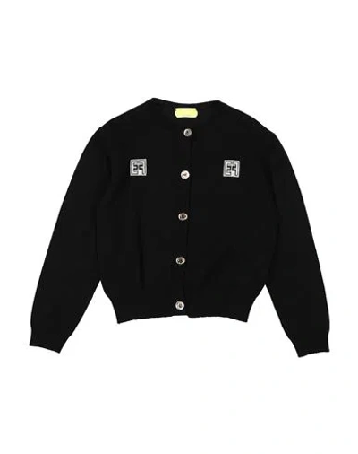 Elisabetta Franchi Babies'  La Mia Bambina Toddler Girl Cardigan Black Size 4 Merino Wool, Viscose, Polyamide